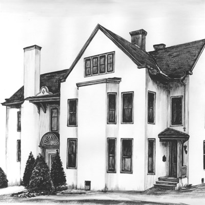 Hand Painted Ink Rendering House Portrait from Photo - myDaVinci